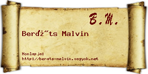Beráts Malvin névjegykártya